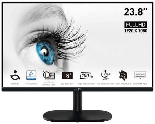 23.8″ Монитор MSI Pro MP245V, 1920x1080, VA, 100Гц, 1хHDMI, черный [9s6-3pc0cm-014] 9666443553