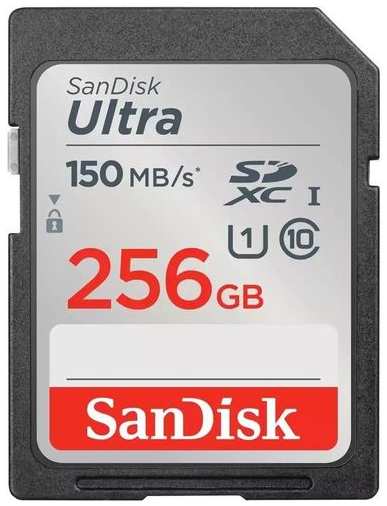Карта памяти SDXC UHS-I Sandisk Ultra 80 256 ГБ, 150 МБ/с, Class 10, SDSDUNC-256G-GN6IN, 1 шт
