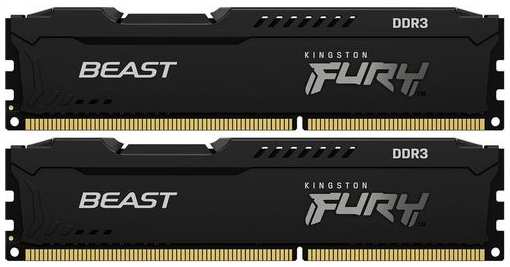 Оперативная память Kingston Fury Beast Black KF318C10BBK2/16 DDR3 - 2x 8ГБ 1866МГц, DIMM, Ret 9666445697