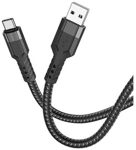 Кабель Hoco U110 Type-C, USB Type-C (m) - USB (m), 1.2м, в оплетке, 2.4A, черный