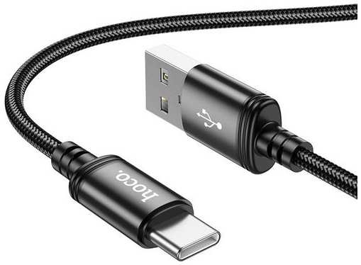 Кабель Hoco X89 Wind, USB Type-C (m) - USB (m), 1м, в оплетке, 3A, черный [x89 wind type-c unpackaged] 9666446496