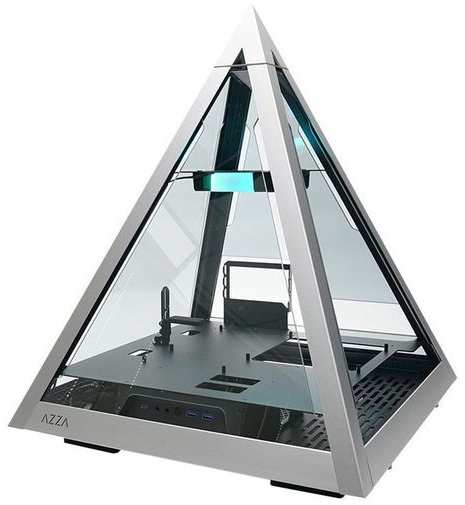 Корпус ATX AZZA Pyramid L, Full-Desktop, без БП, черный и серебристый [csaz-804l pyramid] 9666449905