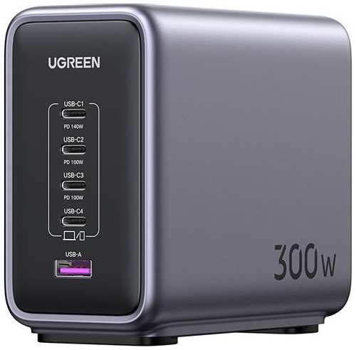 Сетевое зарядное устройство UGREEN CD333, USB + 4х USB type-C, 300Вт, 5A, серый 9666469521