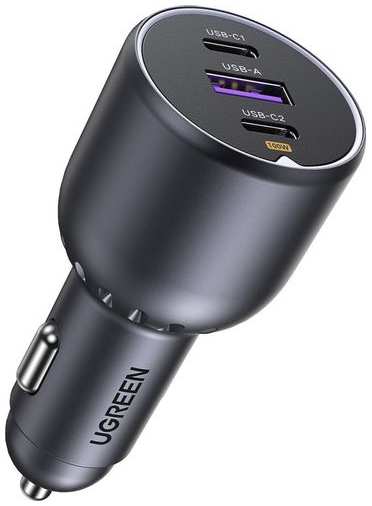 Автомобильное зарядное устройство UGREEN EC705, USB + 2xUSB type-C, 130Вт, 3A