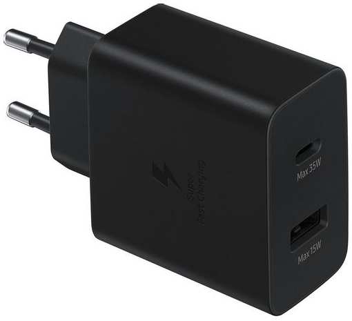Сетевое зарядное устройство Samsung EP-TA220, USB-C + USB-A, 35Вт, 3A, черный [ep-ta220nbegww] 9666485360