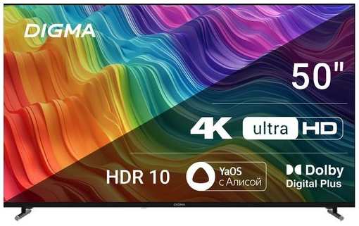 50″ Телевизор Digma DM-LED50UBB33, 4K Ultra HD, черный, СМАРТ ТВ, YaOS 9666489050