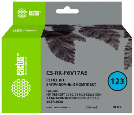 Заправочный набор Cactus CS-RK-F6V17AE, для HP, 60мл, черный 966709400