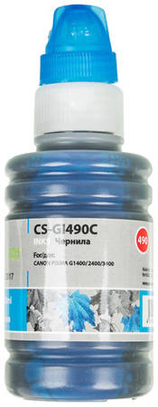 Чернила Cactus CS-GI490C GI-490, для Canon, 100мл, голубой 966715873