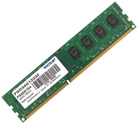 Оперативная память Patriot PSD34G13332 DDR3 - 1x 4ГБ 1333МГц, DIMM, Ret 966730871