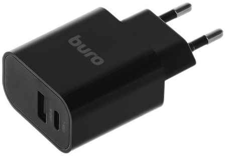 Сетевое зарядное устройство Buro BUWD1, USB-C + USB-A, 18Вт, 3A, черный [buwd18p110bk] 9668011561