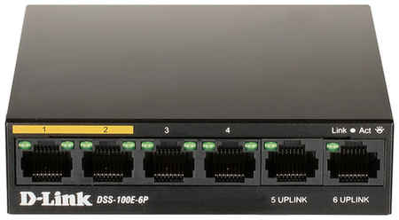 Коммутатор D-Link DSS-100E-6P/A1A, неуправляемый 9668045882