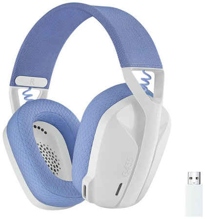 Гарнитура игровая Logitech G435, для компьютера и игровых консолей, накладные, Bluetooth/радио, белый / синий [981-001074] 9668049038
