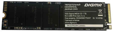 SSD накопитель Digma Mega S3 DGSM3001TS33T 1ТБ, M.2 2280, PCIe 3.0 x4, NVMe, M.2, rtl