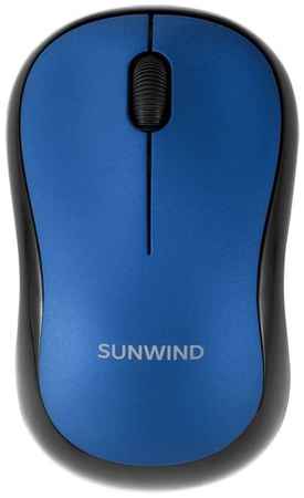 Мышь SunWind SW-M200, оптическая, беспроводная, USB, синий и черный [1611665]