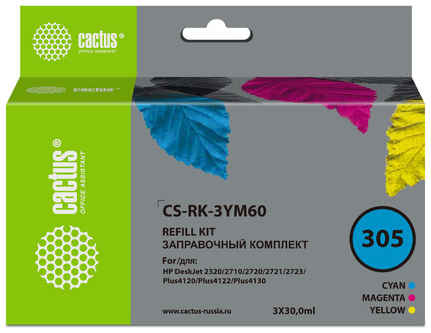Заправочный набор Cactus CS-RK-3YM60 №305, для HP, 30мл, многоцветный 9668107435
