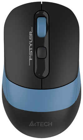 Мышь A4TECH Fstyler FB10C, оптическая, беспроводная, USB, черный и синий [fb10c ash blue] 9668137997