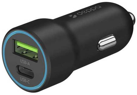Автомобильное зарядное устройство Deppa 11298, USB + USB type-C, 3A, черный 9668181830