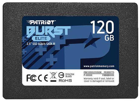 SSD накопитель Patriot Burst Elite PBE120GS25SSDR 120ГБ, 2.5″, SATA III, SATA 9668200694
