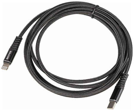 Кабель PD quick charge, Lightning (m) - USB Type-C (m), 2м, в оплетке, черный
