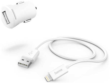 Комплект зарядного устройства HAMA H-183266, USB, 8-pin Lightning (Apple), 2.4A, белый [00183266] 9668278010