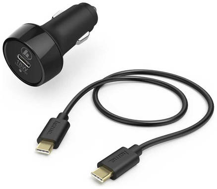 Автомобильное зарядное устройство HAMA H-183327, USB type-C, 3A, черный [00183327] 9668278938