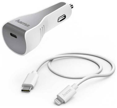 Комплект зарядного устройства HAMA H-183317, USB type-C, 8-pin Lightning (Apple), 3A, белый [00183317] 9668278957