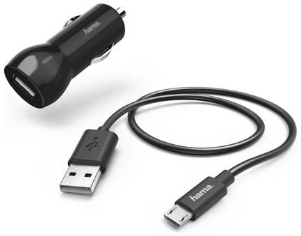 Комплект зарядного устройства HAMA H-183246, USB, microUSB, 2.4A, черный [00183246] 9668278964