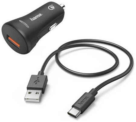 Комплект зарядного устройства HAMA H-183231, USB, USB type-C, 3A, черный [00183231] 9668278971
