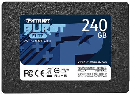SSD накопитель Patriot Burst Elite PBE240GS25SSDR 240ГБ, 2.5″, SATA III, SATA 9668298815