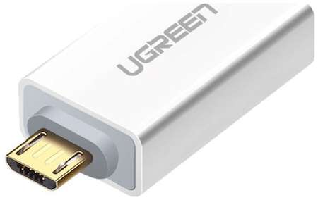 Адаптер UGREEN US195, micro USB (m) - USB (f), белый [30529_]