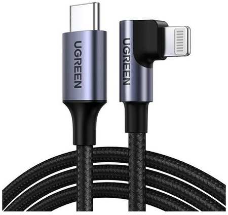 Кабель UGREEN US305, Lightning (m) - USB (m), 1м, MFI, в оплетке, 3A, черный [60763]