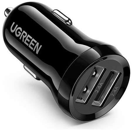 Автомобильное зарядное устройство UGREEN ED018, 2xUSB, 24Вт, 2.4A, черный [50875_] 9668323348
