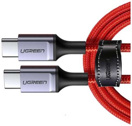 Кабель UGREEN US294, USB Type-C (m) - USB Type-C (m), 1м, в оплетке, 3A, красный [60186]