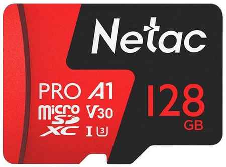 Карта памяти microSDXC UHS-I U3 NETAC P500 Extreme Pro 128 ГБ, 100 МБ/с, Class 10, NT02P500PRO-128G-R, 1 шт., переходник SD
