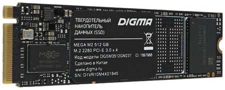 SSD накопитель Digma Mega M2 DGSM3512GM23T 512ГБ, M.2 2280, PCIe 3.0 x4, NVMe, M.2, rtl
