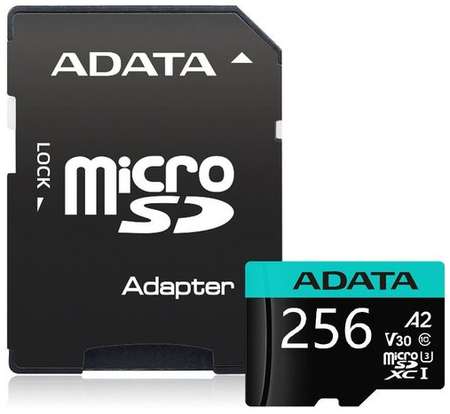Карта памяти microSDXC UHS-I U3 A-Data Premier Pro 256 ГБ, 100 МБ/с, Class 10, AUSDX256GUI3V30SA2-RA1, 1 шт., переходник SD