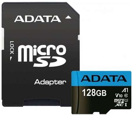 Карта памяти microSDXC UHS-I U1 A-Data Premier Pro 128 ГБ, 100 МБ/с, Class 10, AUSDX128GUICL10A1-RA1, 1 шт., переходник SD