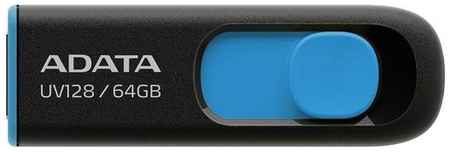 Флешка USB A-Data DashDrive UV128 64ГБ, USB3.0, черный и синий [auv128-64g-rbe] 9668378621