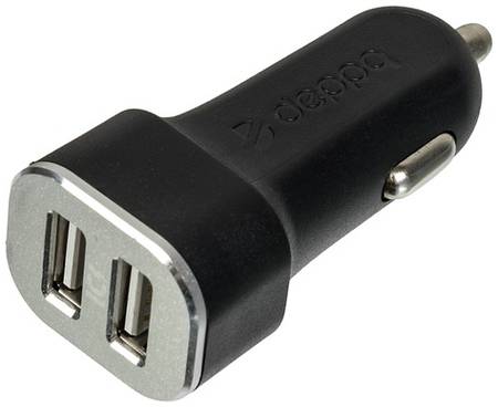 Автомобильное зарядное устройство Deppa GA-3003W, 2xUSB, 8-pin Lightning (Apple), 12Вт, 2.4A, [11285]