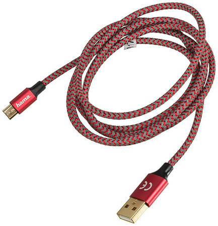 Кабель HAMA 00178288, micro USB (m) - USB (m), 1.5м, красный
