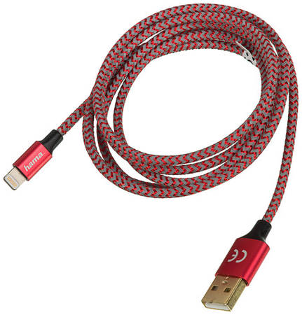 Кабель HAMA 00178299, Lightning (m) - USB (m), 1.5м, MFI, красный