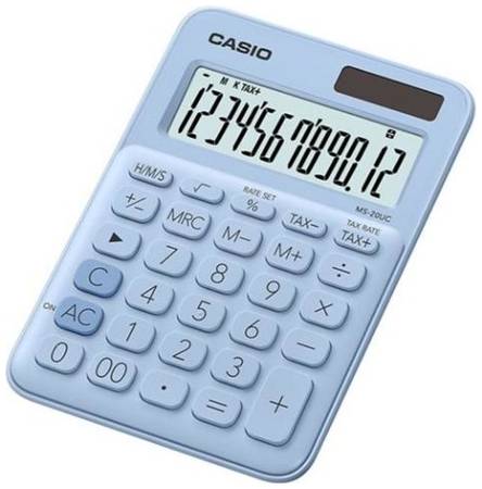 Калькулятор Casio MS-20UC-LB-S-EC, 12-разрядный, голубой