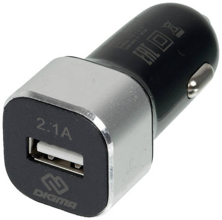 Автомобильное зарядное устройство Digma DGCC-1U-2.1A-BS, USB, 10.5Вт, 2.1A, черный 9668495643