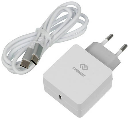 Сетевое зарядное устройство Digma DGPD-18W-WG, USB-C, USB-C, 18Вт, 3A, белый 9668495677