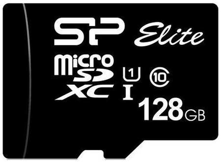 Карта памяти microSDXC UHS-I U1 Silicon Power Elite 128 ГБ, 100 МБ/с, Class 10, SP128GBSTXBV1V20, 1 шт., без адаптера