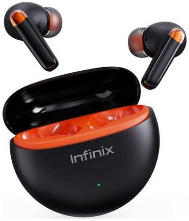 Наушники INFINIX XBuds XE26, Bluetooth, внутриканальные, черный/оранжевый [10311751] 9668531253