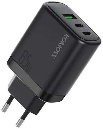 Сетевое зарядное устройство Romoss AC65H, USB + 2 USB type-C, 65Вт, 3.25A, черный 9668535614