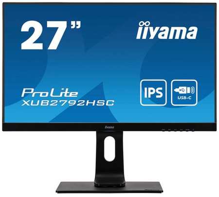 27″ Монитор Iiyama ProLite XUB2792HSC-B1, 1920x1080, IPS, 75Гц, 1хHDMI, 1хDP, 1хType-С, черный 9668541556