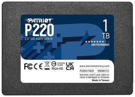 SSD накопитель Patriot P220 P220S1TB25 1ТБ, 2.5″, SATA III, SATA 9668542147
