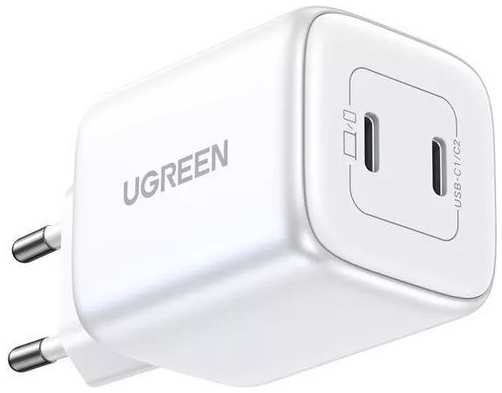 Сетевое зарядное устройство UGREEN CD294, 2xUSB type-C, 45Вт, 3A, белый [15327] 9668550490